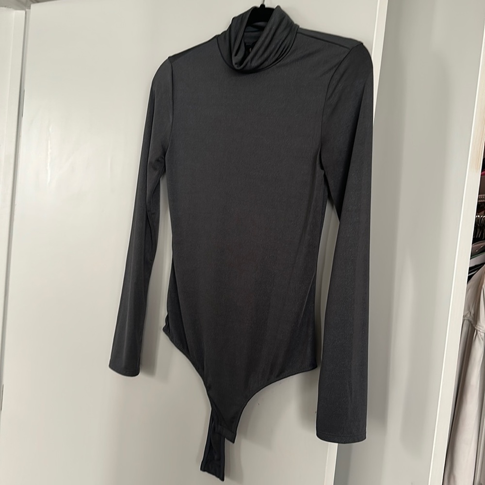 Silver Gray turtleneck bodysuit